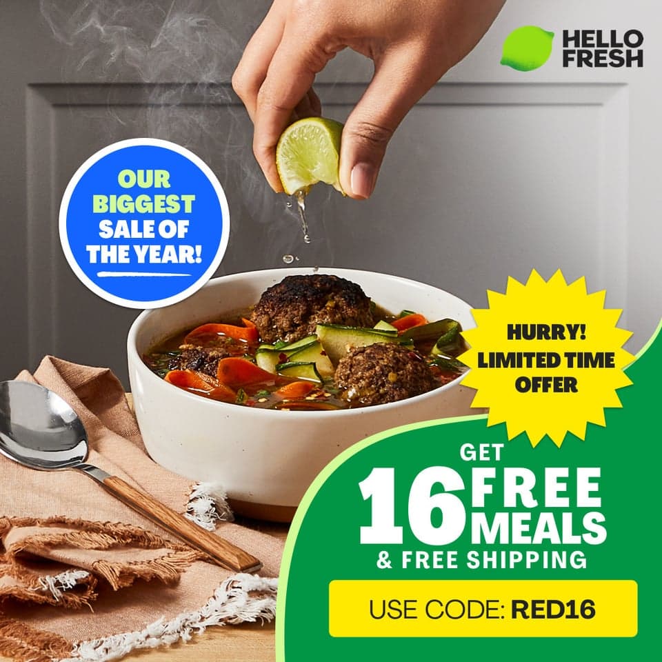 Tired of meal planning and grocery shopping? Let HelloFresh do the work for you! Our delicious meal kits feature fresh, nutritious ingredients and easy-to-follow recipes. Order now and get 16 FREE meals with code RED16. Say hello to stress-free dinners and goodbye to mealtime hassle!