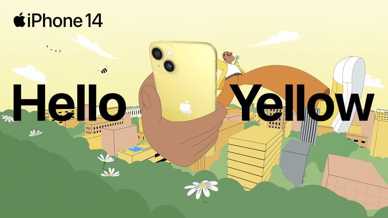 Say hello yellow to iPhone 14 and iPhone 14 Plus, with larger than life battery life.
