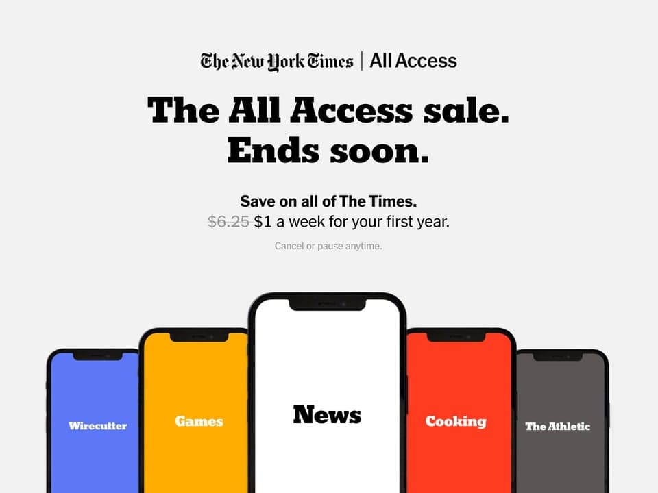 The All Access sale ends soon, so subscribe to enjoy impressive savings. And the benefits of tapping into experts in journalism. Filmmaking. Podcasting. Data analysis. Puzzle-crafting. Cooking. Product-testing. And local sports reporting. Among others.