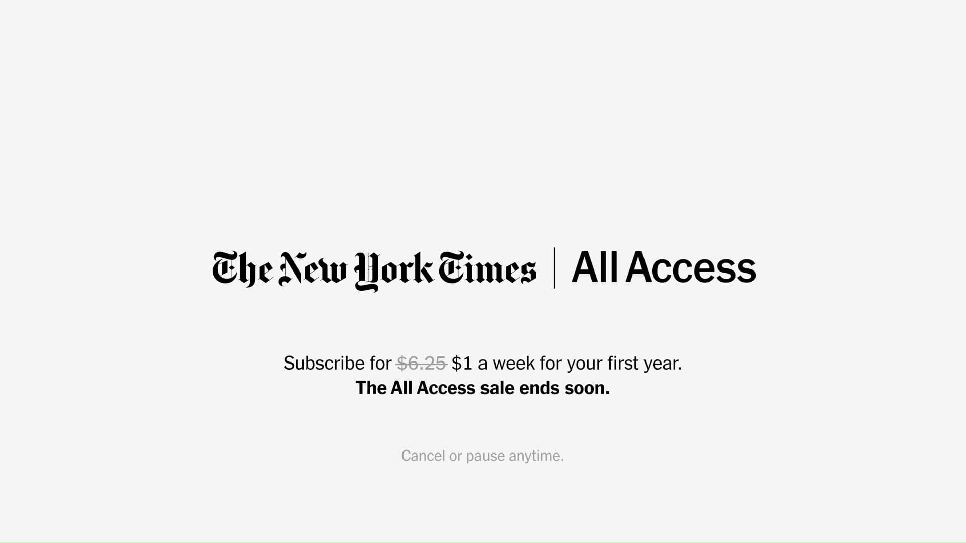 Our sale ends soon, so subscribe to All Access today to enjoy impressive savings. And the benefits of tapping into experts in journalism. Filmmaking. Podcasting. Data analysis. Puzzle-crafting. Cooking. Product-testing. And local sports reporting. Among others.