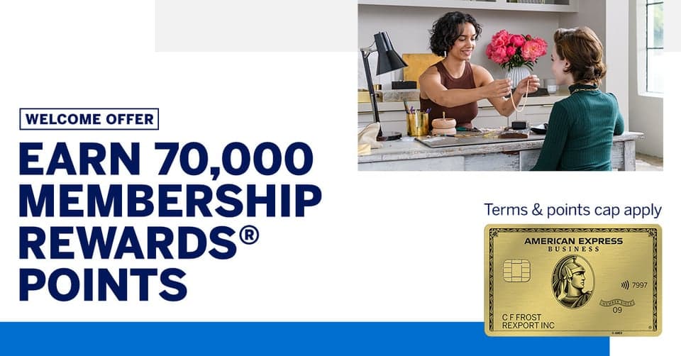 Earn 70,000 Membership® Rewards points with Amex Business Gold. Terms &amp; points cap apply.