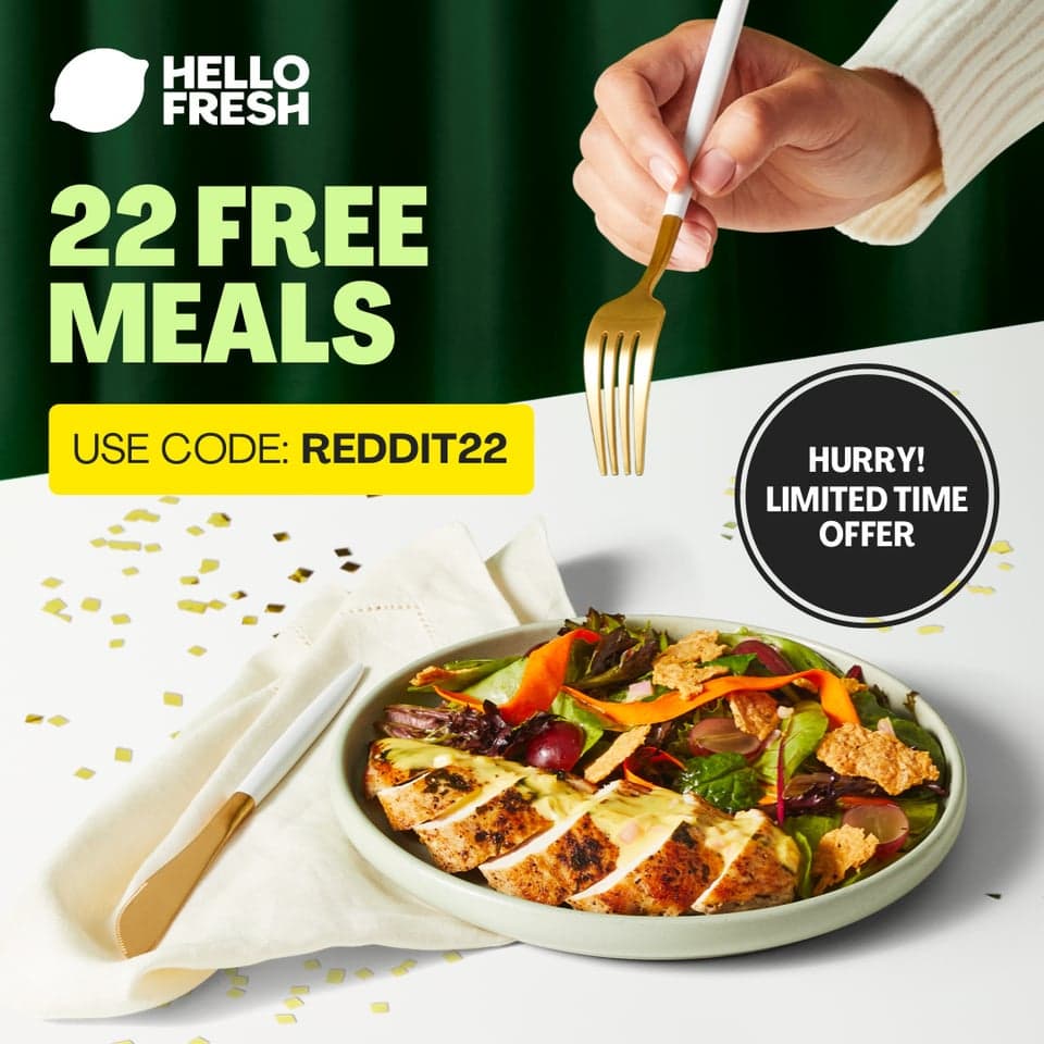 With more delicious meal variety than ever, HelloFresh helps you eat well while saving time and money. Use code REDDIT22 for 22 free meals—this week only!